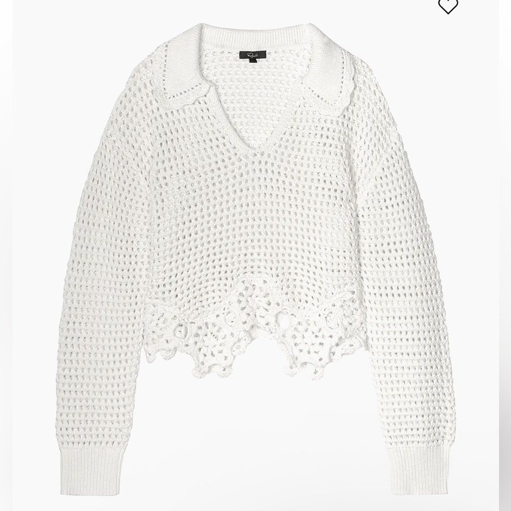 Rails Louise Pointelle Knit Cotton Crop Sweater